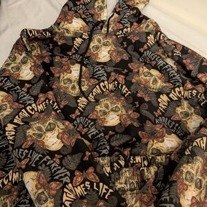 Assholes Live Forever Aop Skull Graphic Hoodie And Aop Pants Set Large